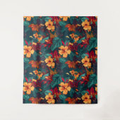 Farbiger Hibiskus, gelb-orange-grüne Blüte Wandteppich (Vorderseite)