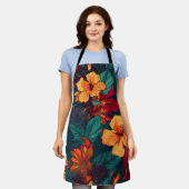 Farbiger Hibiskus, gelbe grüne Blüte, Gartenarbeit Schürze (Getragen)