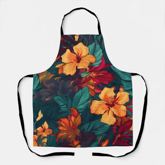 Farbiger Hibiskus, gelbe grüne Blüte, Gartenarbeit Schürze (Vorderseite)