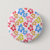 Farbiger Hibiskus, Muster von Blume Button (Vorderseite)