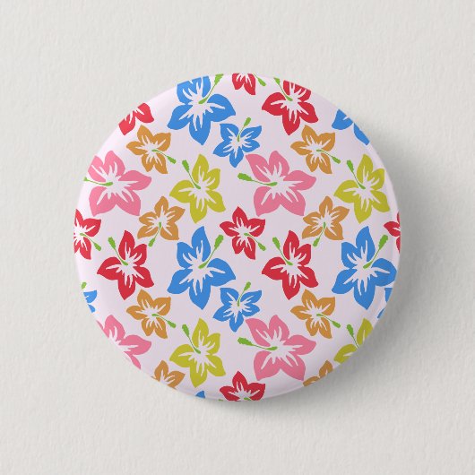 Farbiger Hibiskus, Muster von Blume Button (Vorderseite)