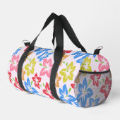 Farbiger Hibiskus, Muster von Blume Duffle Bag (Rechte Ecke)