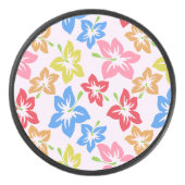 Farbiger Hibiskus, Muster von Blume Eishockey Puck (Vorderseite)