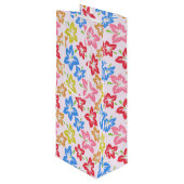 Farbiger Hibiskus, Muster von Blume Geschenktüte Für Weinflaschen (Vorderseite Schrägansicht)