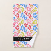 Farbiger Hibiskus, Muster von Blume, Ihr Name Badhandtuch Set (Handtuch)
