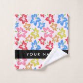 Farbiger Hibiskus, Muster von Blume, Ihr Name Badhandtuch Set (Waschlappen)
