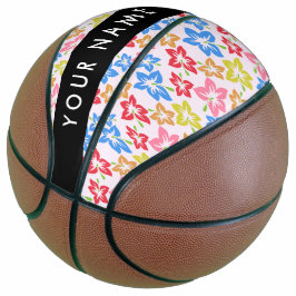 Farbiger Hibiskus, Muster von Blume, Ihr Name Basketball