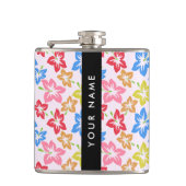 Farbiger Hibiskus, Muster von Blume, Ihr Name Flachmann (Vorderseite)