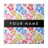 Farbiger Hibiskus, Muster von Blume, Ihr Name Fliese (Vorderseite)