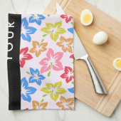 Farbiger Hibiskus, Muster von Blume, Ihr Name Geschirrtuch (Viertel Falte)