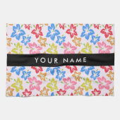 Farbiger Hibiskus, Muster von Blume, Ihr Name Geschirrtuch (Horizontal)
