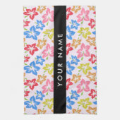 Farbiger Hibiskus, Muster von Blume, Ihr Name Geschirrtuch (Vertikal)