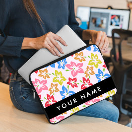 Farbiger Hibiskus, Muster von Blume, Ihr Name Laptopschutzhülle
