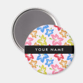 Farbiger Hibiskus, Muster von Blume, Ihr Name Magnet (Vorderseite/Rückseite)
