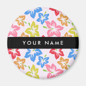 Farbiger Hibiskus, Muster von Blume, Ihr Name Magnet (Vorne)