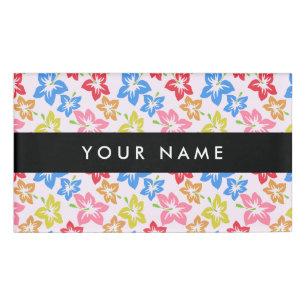 Farbiger Hibiskus, Muster von Blume, Ihr Name Namenschild