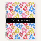 Farbiger Hibiskus, Muster von Blume, Ihr Name Notizblock (Vorderseite)