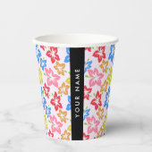 Farbiger Hibiskus, Muster von Blume, Ihr Name Pappbecher (Vorderseite)