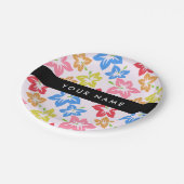 Farbiger Hibiskus, Muster von Blume, Ihr Name Pappteller (Schrägansicht)