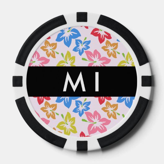 Farbiger Hibiskus, Muster von Blume, Ihr Name Pokerchips (Vorderseite)