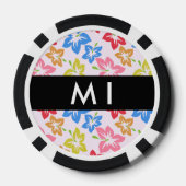 Farbiger Hibiskus, Muster von Blume, Ihr Name Pokerchips (Rückseite)