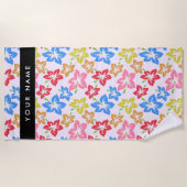 Farbiger Hibiskus, Muster von Blume, Ihr Name Strandtuch (Vorderseite)