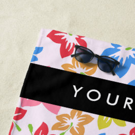 Farbiger Hibiskus, Muster von Blume, Ihr Name Strandtuch