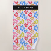 Farbiger Hibiskus, Muster von Blume, Ihr Name Strandtuch (Vorderseite)