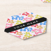 Farbiger Hibiskus, Muster von Blume, Ihr Name Untersetzer (angewinkelt)