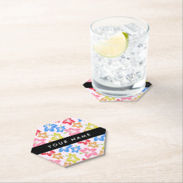 Farbiger Hibiskus, Muster von Blume, Ihr Name Untersetzer