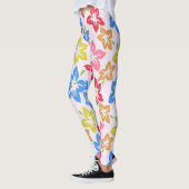 Farbiger Hibiskus, Muster von Blume Leggings (Links)