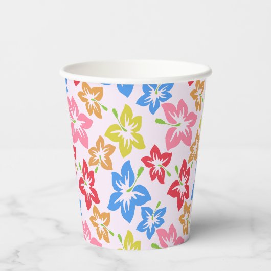 Farbiger Hibiskus, Muster von Blume Pappbecher (Rückseite)