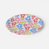 Farbiger Hibiskus, Muster von Blume Pappteller (Schrägansicht)