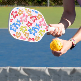 Farbiger Hibiskus, Muster von Blume Pickleball Schläger