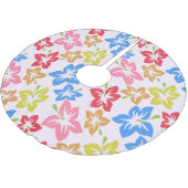 Farbiger Hibiskus, Muster von Blume Polyester Weihnachtsbaumdecke (Schrägansicht)