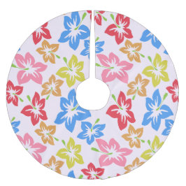 Farbiger Hibiskus, Muster von Blume Polyester Weihnachtsbaumdecke