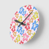 Farbiger Hibiskus, Muster von Blume Runde Wanduhr (Winkel)