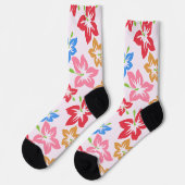 Farbiger Hibiskus, Muster von Blume Socken (Linkes Detail)