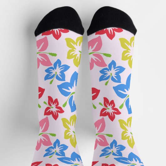 Farbiger Hibiskus, Muster von Blume Socken (Oben)
