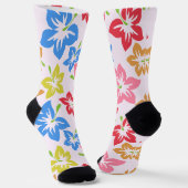 Farbiger Hibiskus, Muster von Blume Socken (Gewinkelt)