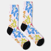 Farbiger Hibiskus, Muster von Blume Socken (Rechts)