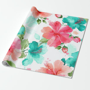 Farbiger Hibiskus Tropischer Hawaiianischer Strand Geschenkpapier