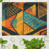 Farbiger Hintergrund mit afrikanischen Motiven Geschirrtuch (Gefaltet)