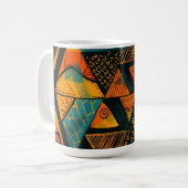 Farbiger Hintergrund mit afrikanischen Motiven Kaffeetasse (Vorderseite Links)