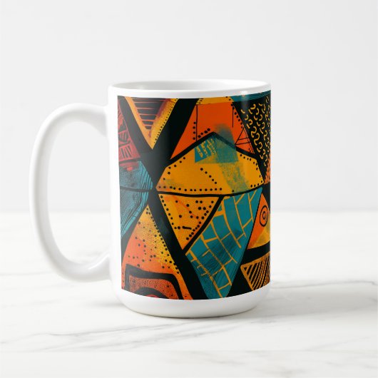 Farbiger Hintergrund mit afrikanischen Motiven Kaffeetasse (Links)