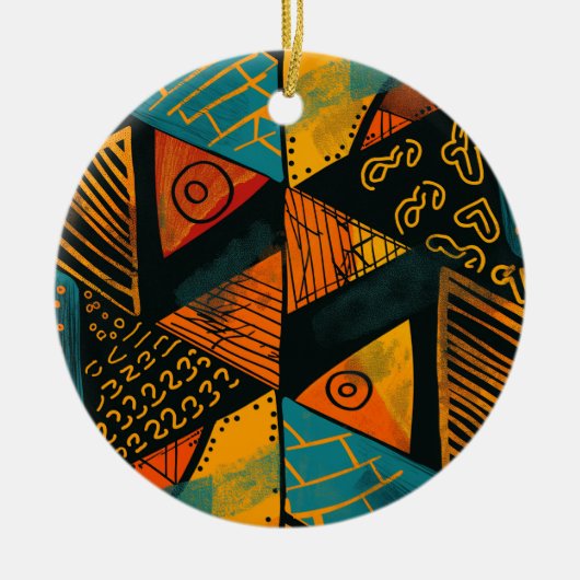 Farbiger Hintergrund mit afrikanischen Motiven Keramik Ornament (Vorne)