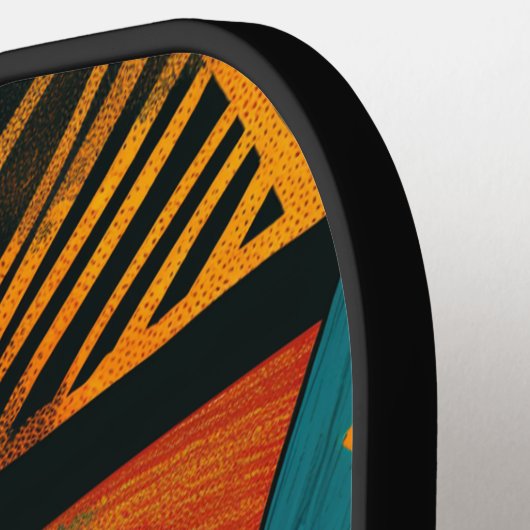 Farbiger Hintergrund mit afrikanischen Motiven Pickleball Schläger (Linke Seite)