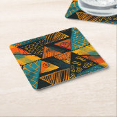 Farbiger Hintergrund mit afrikanischen Motiven Rechteckiger Pappuntersetzer (angewinkelt)