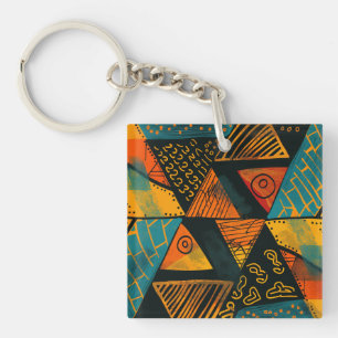 Farbiger Hintergrund mit afrikanischen Motiven Schlüsselanhänger