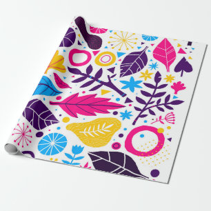Farbiger Hintergrund mit handgezeichnetem floralem Geschenkpapier